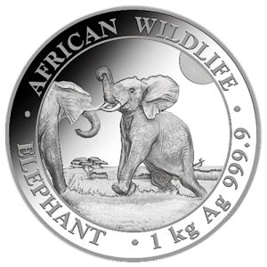 1 kg Silver Coin Somalia Elephant, backdated
