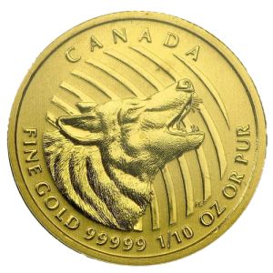1/10 oz Gold Canada Wolf 2015
