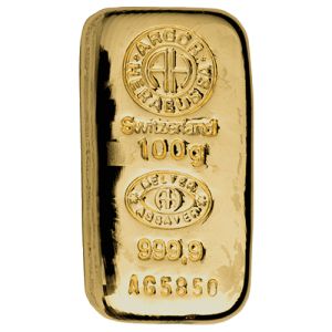 100g Gold Bar Argor Heraeus - Casted