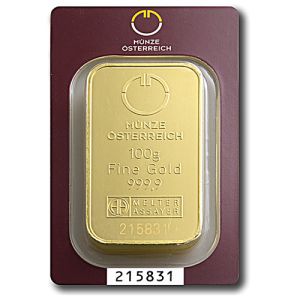 100g Gold Kinebar Austrian Mint