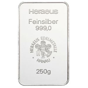 250g Silver Bar Heraeus