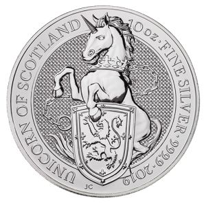 10 oz Silver Coin Unicorn of Scotland, Series Queens Beasts 2019