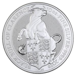 10 oz Silvercoin Black Bull of Clarence, Series Queens Beasts 2019