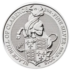 2 oz Silver Coin Black Bull of Clarence, Queens Beasts Series 2018