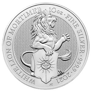 10 oz Silver Coin White Lion of Mortimer, Series Queens Beasts 2021 