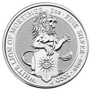 2 oz Silver Coin White Lion of Mortimer, Series Queens Beasts 2020 